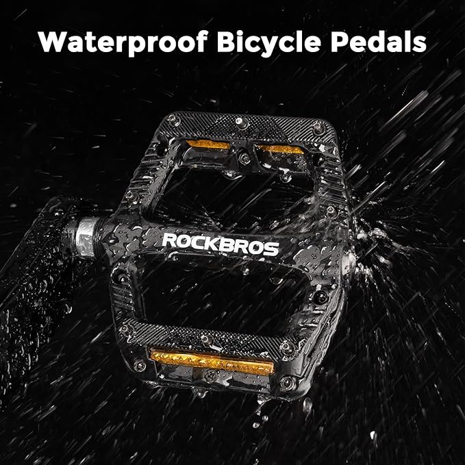 ROCKBROS Mountain Bike Pedals Bicycle Nylon Pedals 9/16 Inch Sealed Bearing Lightweight Platform for Road Mountain BMX MTB Bike