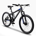 Ecarpat 24/26/27.5 Inch Mountain Bike, Full/Front Suspension Mens Boys Mountain Bike with 21 Speed Steel Frame and Dual Disc Brakes, Adult Sport Bicycle for Trail City Road, Gift Choice