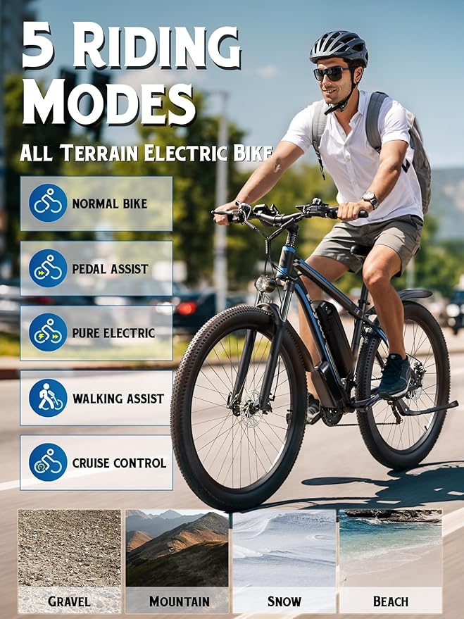 E·Bycco 34 MPH 70 Miles Long Range 1000W Electric Bike for Adults – 29" Tire 48V 17.5Ah Removable Battery, 21 Speed, Fast City Commuter Pedal Assist E-Bike for Snow Sand, E8