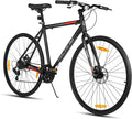 HILAND 700C Road Hybrid Bike, 7 speeds Bikes Urban City Commuter Bicycle with Disc Brake for Men Women Adult Comfortable Bicycle