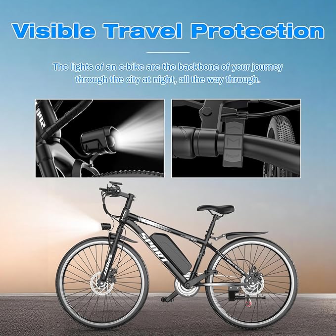 ASKGO Electric Bike for Adults, 1500W Peak Motor, 25Mph, 65Miles, 48V 10AH Removable Battery, 26“ Mountain Ebike with 7-Speed Gear for Beach Snow Commuter
