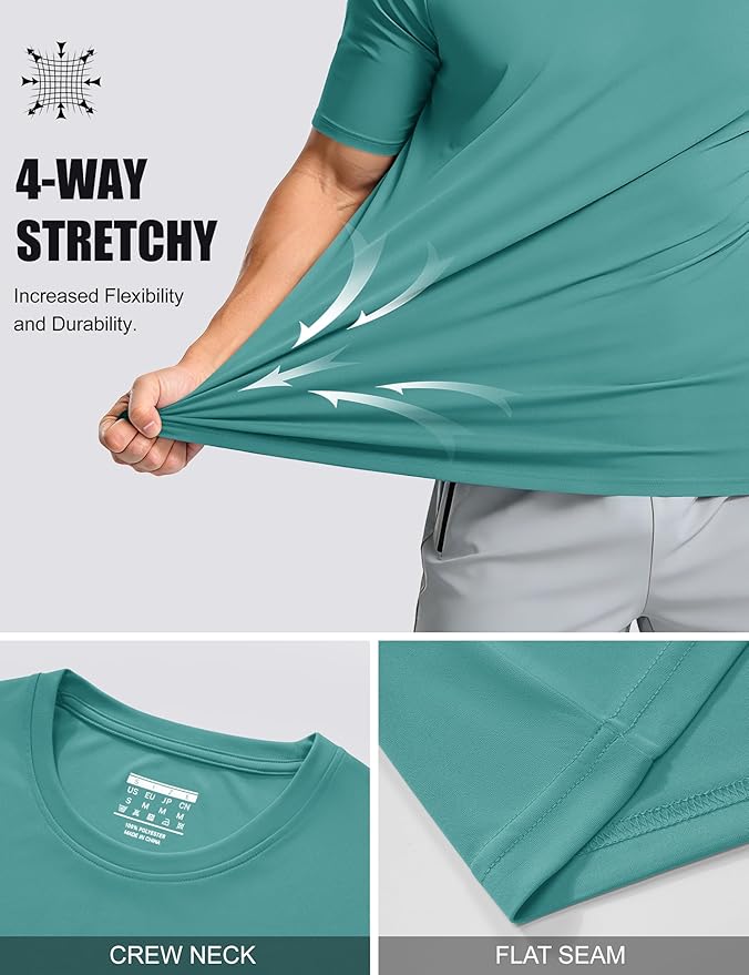 MAGCOMSEN Men's Short Sleeve UPF 50+ T-Shirt Quick Dry Workout Athletic Running Swim Tops Tee Rash Guard Performance Shirts