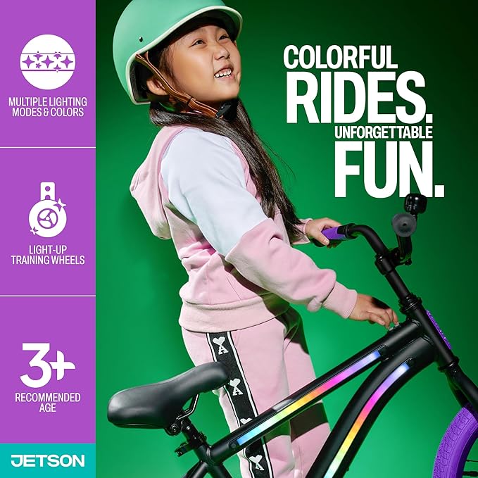 Jetson Light Rider Kids’ Light-up Unisex Bike, LED Light-up Frame, 3 Different Light Modes