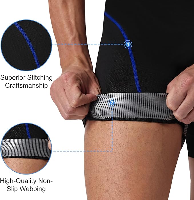 X-TIGER Bike Shorts for Men 5D Gel Padded Anti-Slip Leg Cycling Underwear Mountain Bicycle Riding Road Biking Liner