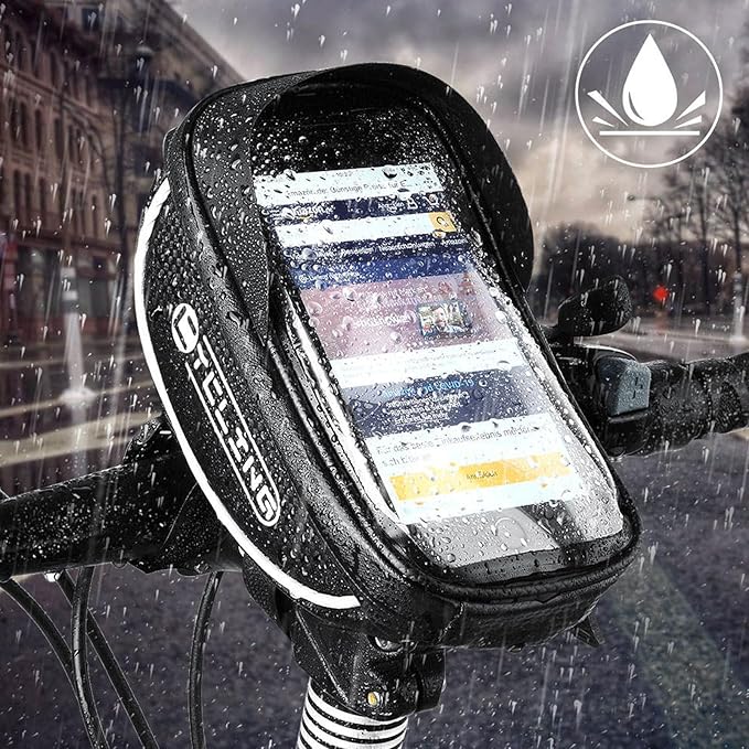 UNICOLD Waterproof Bicycle Storage Bags Reflective Phone Mount Top Tube Bag Bike Phone Case Holder Accessories Cycling Pouch Compatible with iPhone 15,14, 13, 12, Samsung Galaxy Ultra phones Fit 6.5”