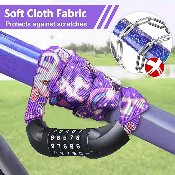 NDakter Bike Lock, 5 Digit Combination Heavy Duty Anti Theft Bicycle Chain Lock, 2.62/3.2/4.27/5/6Ft Long, High Security Resettable, Suitable for Bike, Scooter, Door, Gate, Fence-4/6mm Thick