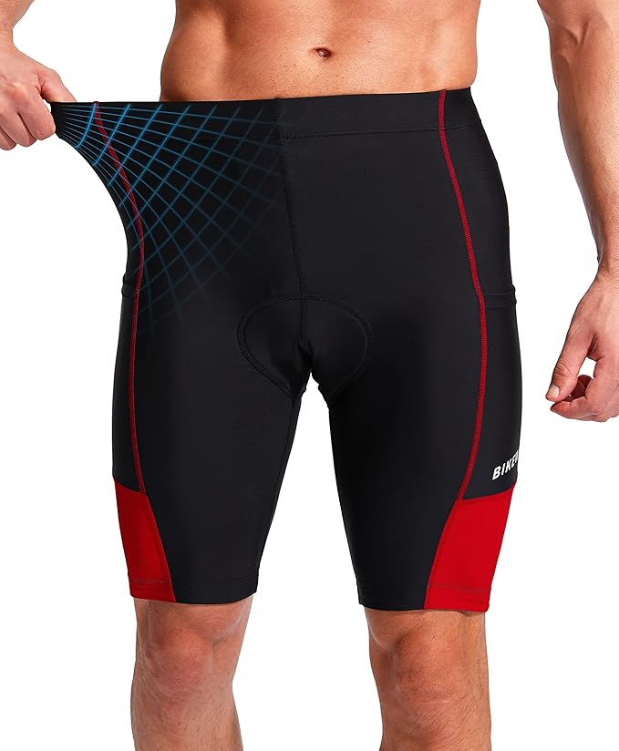 Bikewa Men's Bike Shorts 3D Padded Cycling Road Biking Mountain Riding Biker Bicycle UPF 50+ Cycle Shorts Zipper Pockets