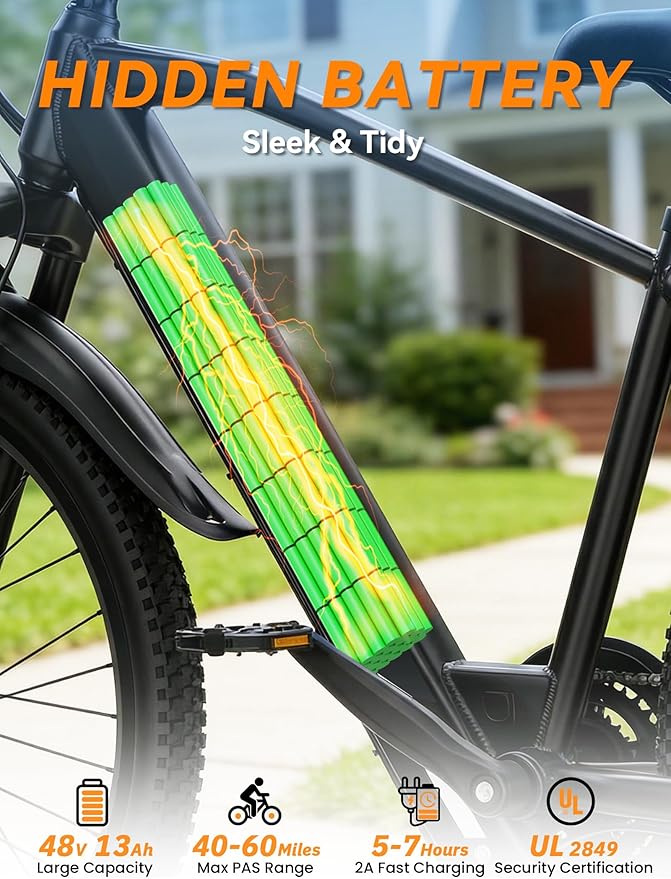 SD26 Electric Bike for Adult with NFC Unlock, 25MPH Peak 750W Ebike with 48V 13Ah & 60 Miles Max Range, 26" Commuter E-Bike for Men Women, UL 2849 Certified