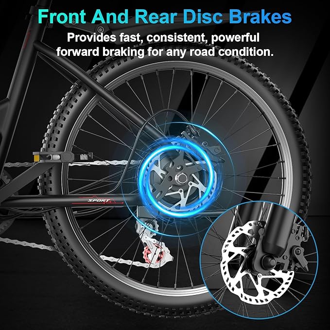 ASKGO Electric Bike for Adults, 1500W Peak Motor, 25Mph, 65Miles, 48V 10AH Removable Battery, 26“ Mountain Ebike with 7-Speed Gear for Beach Snow Commuter