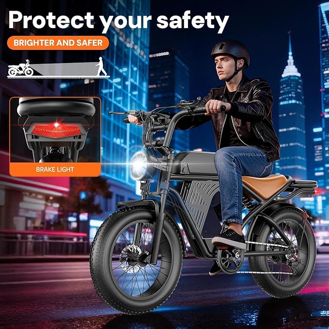 Electric Bike for Adults, 20" Fat Tire Electric Dirt Bike with 2500W Peak Motor, 32MPH, 100 Miles Range, 7 Speed Off-Road Ebike with NFC & Password Unlock, 48V 20AH Removable Battery, Commuter Ebike