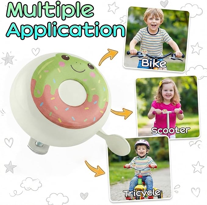 Bike Bell for Kids & Adults, Cute Bicycle Bell with Loud Crisp Sound, Cycling Accessory for Most Bikes, Durable Adjustable Size Easy to Install