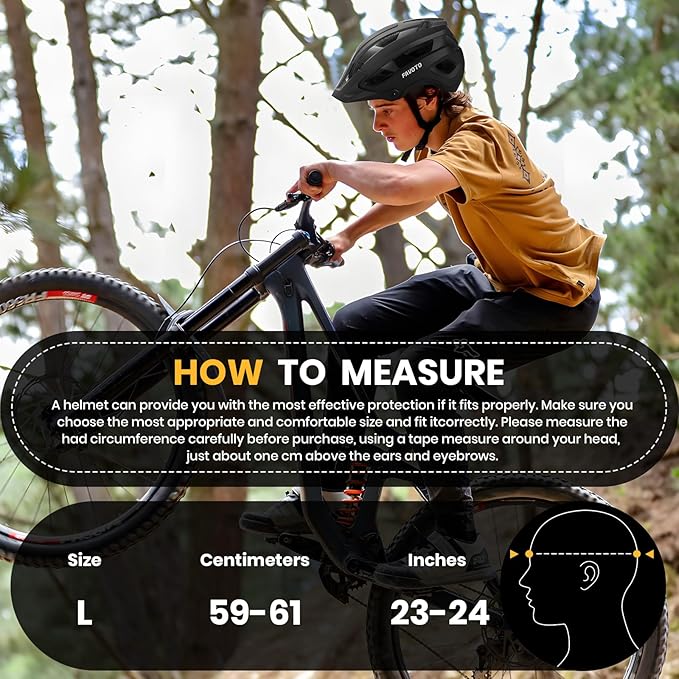 Favoto Mountain Bike Helmet Adult - Lightweight CPSC Certified with Reinforced Spine and Detachable Visor, MTB Road Bicycle Helmet, Adjustable 59-61cm Men Women