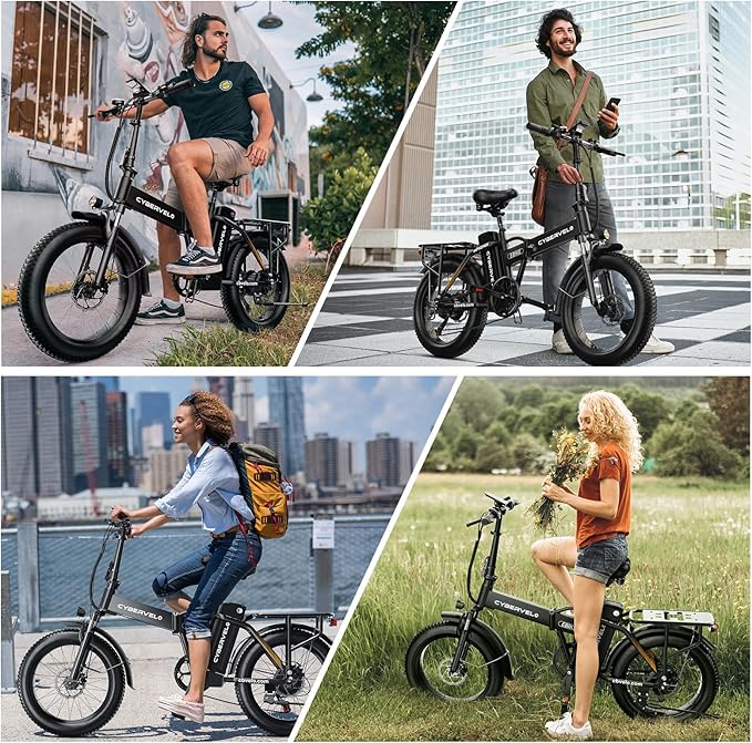 DriftGod Folding Electric Bike, 48V 20.8AH Large Removable Battery E Bike - 20"x3" Fat Tire - 80 Miles Max Range Ebike for Adults,Electric Bicycles for Commuter
