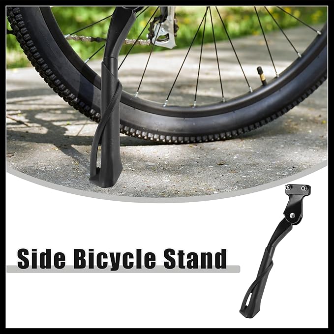 Fit 20-22 Inch Bicycles Adjustable Bicycle Stand with Central 2 Holes Non-Slip Side Stand Kickstand Bicycle for Mountain Bike E-Bike Trekking Durable Material