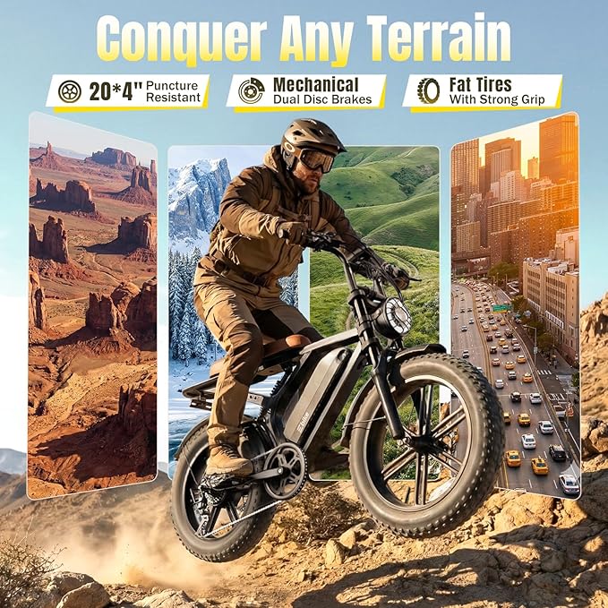 TST Electric Bike for Adults, 1500W Peak Motor 32MPH Off-Road Ebike, 48V 15AH Removable Battery, 20x4.0 Fat Tire E-Bike with Dual Suspension, APP & LCD, UL 2849 Certification