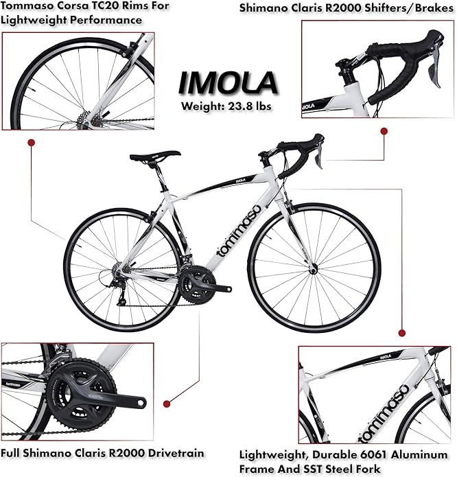 Tommaso Imola - Sport Bike Performance Aluminum Road Bike, Shimano Claris 24 Speeds Road Bicycle Men Road Bikes for Mens