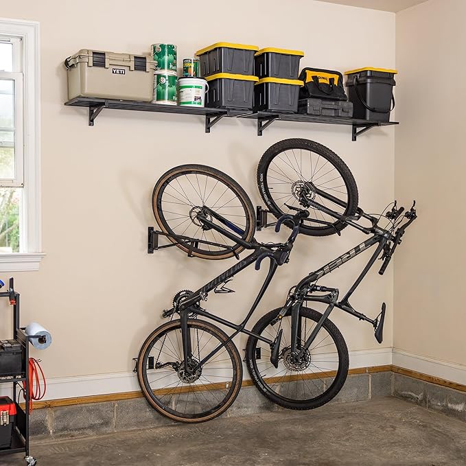 StoreYourBoard SwivelStow Bike Rack Garage Storage Rack 1 Pack - 1 Road & Gravel Bike Wall Mounts - Heavy Duty Bike Hanger - No-Lift Bike Rack Garage Storage Rack - Holds 70 lb Capacity