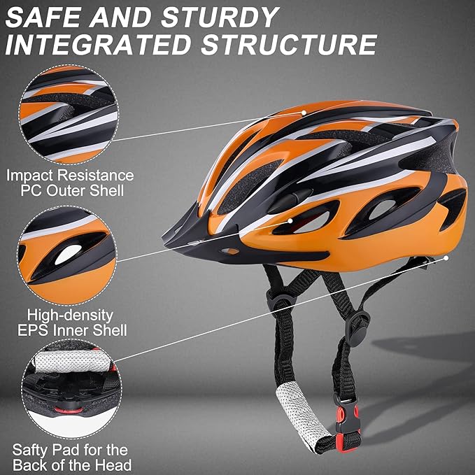 Zacro Adult Bike Helmet Lightweight for Men Women Comfort with Pads&Visor, Certified Bicycle Helmet for Adults Youth Mountain Road Biker