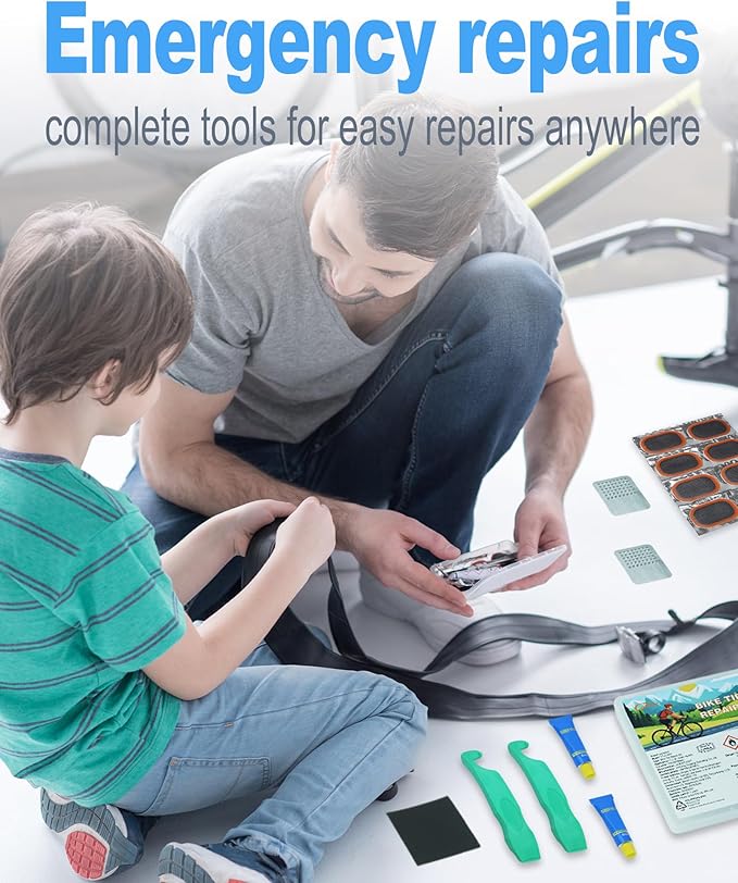 Bike Tire Repair Kit, Bicycle Tire Repair Kit with High Strength Bike Tire Levers, Bike Tire Patch and Tire Repair Glue.