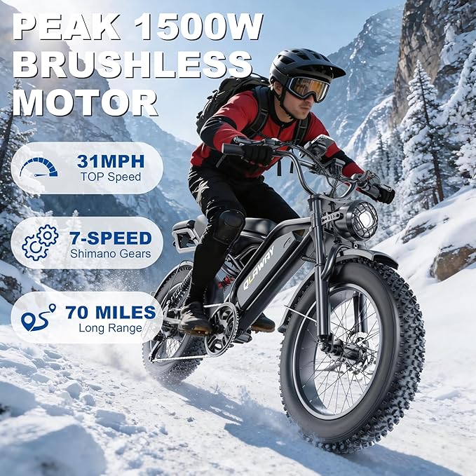 Fat Tire Electric Dirt Bike 750w for Adults 20" Full Suspension Electric Motorcycle Ebikes 48V 18AH Removable Battery,31MPH Top Speed,LED Headlights, Turn Signals,40-70 Miles Range