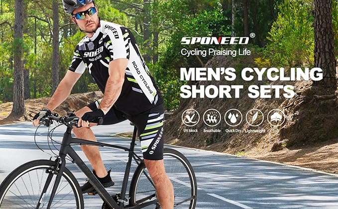 sponeed Cycling Jersey Short Sleeve Suits Men Bike Clothing Road Bicycle Shorts Padded Outfits