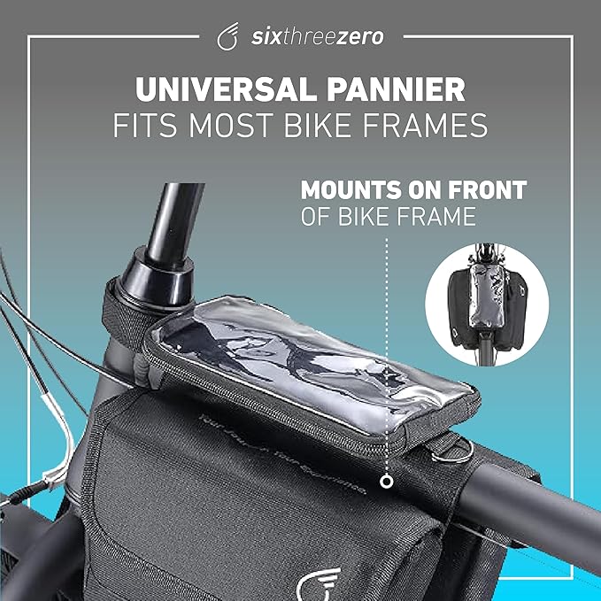 sixthreezero Frame Mount Bike Bag, Waterproof Universal Bicycle Pouch, Double Sided Cargo Storage Bags for Top Tube with Phone Holder