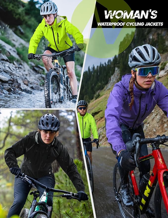 Nepest Womens Cycling Rain Jackets Lightweight Waterproof Biking Running Windbreaker UPF 50+ Reflective Packable Hooded
