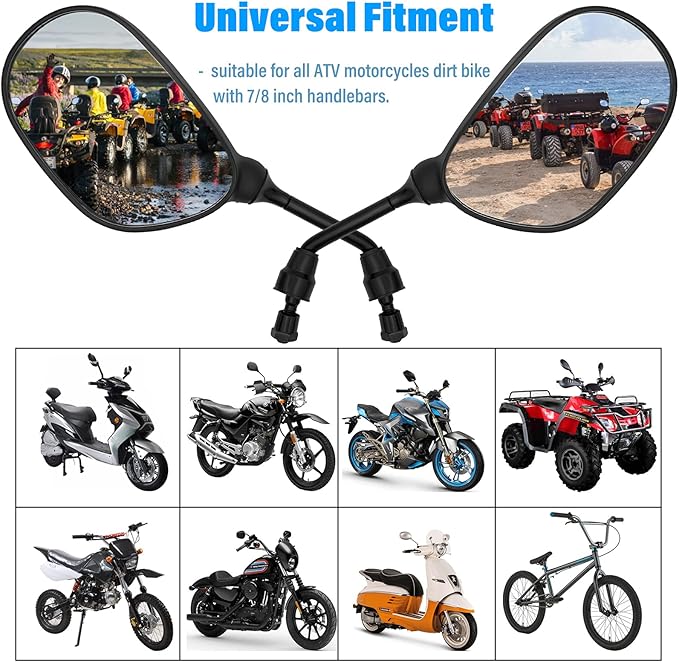 ATV Rear View Mirror, 360 Degrees Ball-Type ATV Side Rearview Mirror with 7/8" Handlebar Mount for Motocycle Scooter Moped Sportsman Dirt Bike Cruiser 4 wheeler mirrors