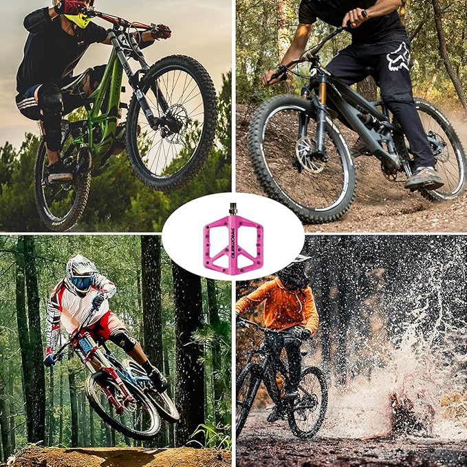 Mountain Bike Pedals - Durable Nylon DU Bearing Platform Pedals for MTB and BMX