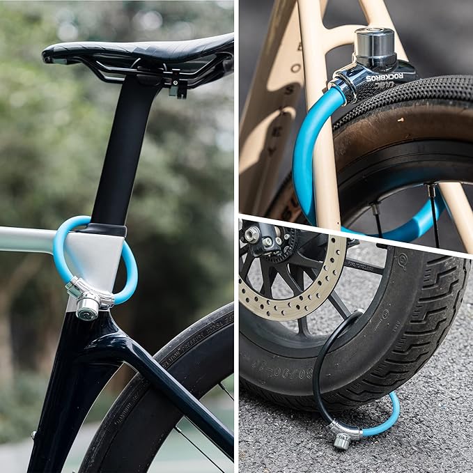 ROCKBROS Anti-Theft Bike Cable Lock, Blue, Portable, Versatile, Security
