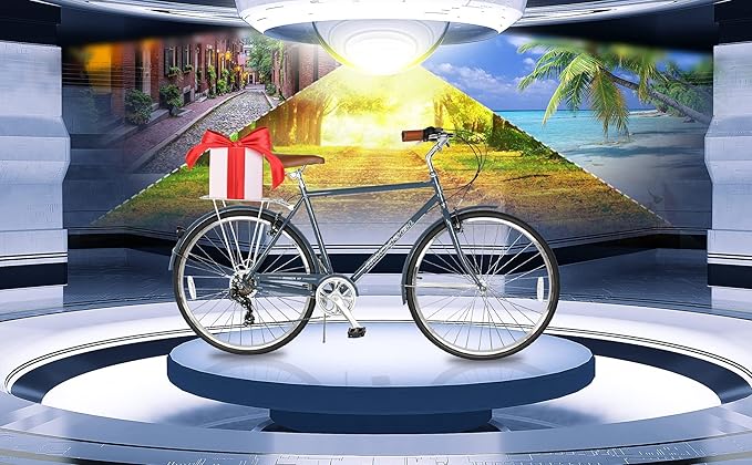 MICARGI 24/26 Inch Adult Cruiser Bicycle Hybrid Bike 1/7 Speeds Commuter Bike for Women, Men, Seniors,Step-Through or Step-Over Bike Steel Frame Multi Colors Style