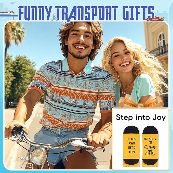 Zmart Transportation Gifts for Men Women - Airplane Cycling Race Car Socks for Adult