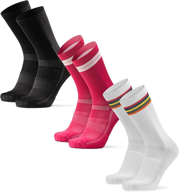 DANISH ENDURANCE Cycling Socks, Crew Length, Breathable, Cushioned, Biking Socks for Men & Women, 3 & 5-Pack
