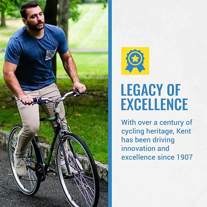 Kent International Front Runner Hybrid Bike - 700c - City Bike with 7 Speed Drivetrain, Lightweight Alloy Wheels, and Height Adjustable Seat Post and Stem - Great for Women and Men Ages 14+