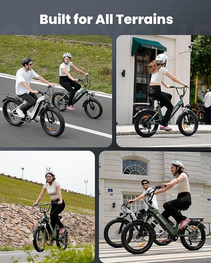 isinwheel U8 Pro Electric Bike for Adults,1500W Peak Motor Ebike,Max 28MPH 75-105Miles Range Electric Bicycle,48V 18AH Battery Commuting 20" Step Thru Fat Tire Ebikes for Adults,7 Speed Gearing
