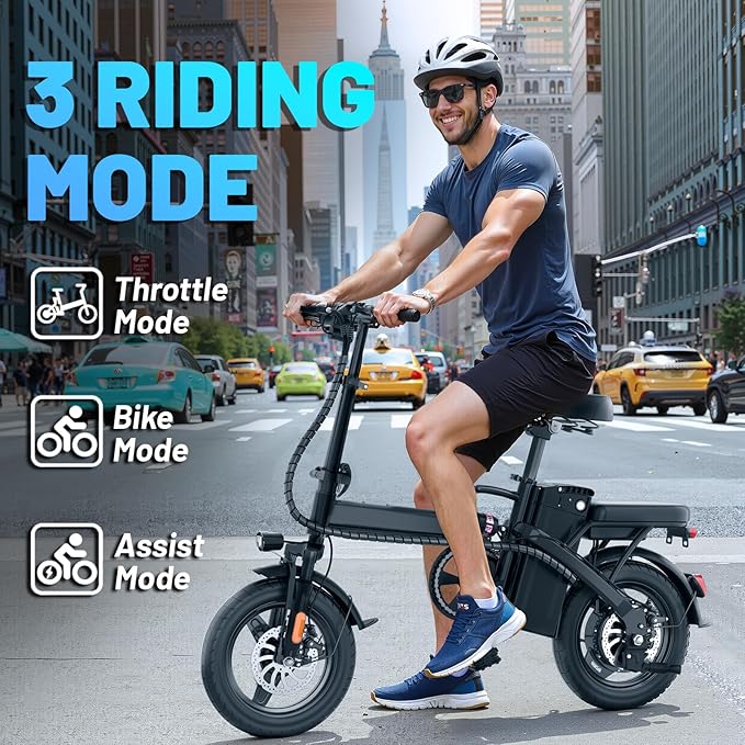 Folding Electric Bike for Adults and Teens, 14" Foldable E-Bike with 500W Motor, Commuter Mini Ebike with 48V Removable Battery UL 2849 Certified, Electric Bicycle with 20 Miles PAS Range