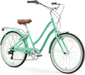 sixthreezero EVRYjourney Women's Steel Beach Cruiser Bike, Hybrid Bicycle, Step Through Frame with Rear Rack and Fenders, 26-Inch Wheels, Multiple Speed Options and Colors