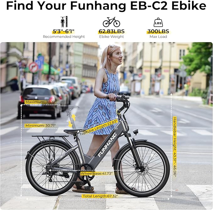 Electric Bike for Adults, 1000W Peak Ebike, 50Miles 21.7MPH Step Thru Electric Bicycle, 26" Commuter E Bikes with 48V Built-in Removable Battery, Adjustable Stem, 7-Speed, UL 2849 Certified