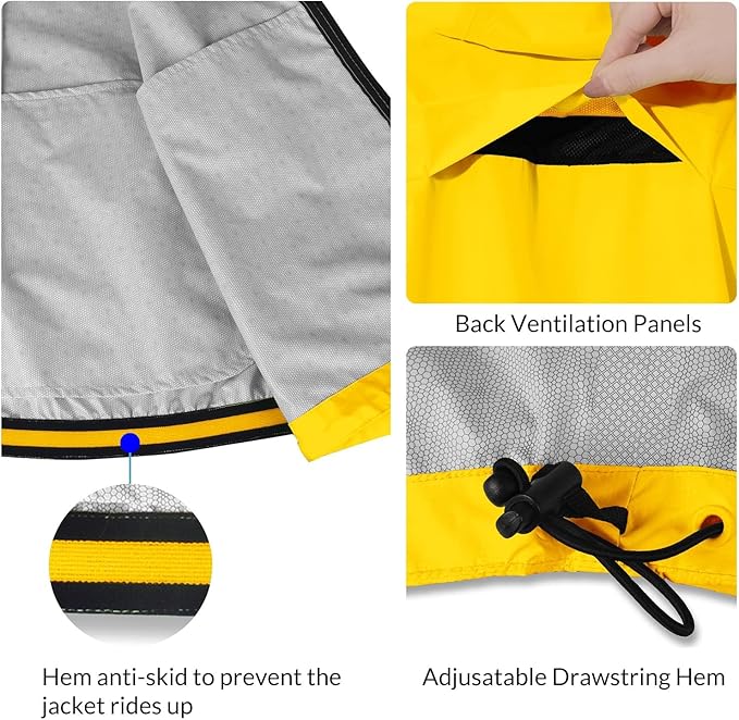 baleaf Men's Rain Jacket Waterproof Windbreaker Raincoat Running Cycling Hiking Gear Hood Lightweight Reflective Packable