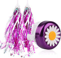 U-LIAN Kids Streamers and Bike Bell for Girls-1 Pack Flower Bicycle Bell with 2 Pack Handlebar Streamers Scooter Tassels for Children's Bike Accessories