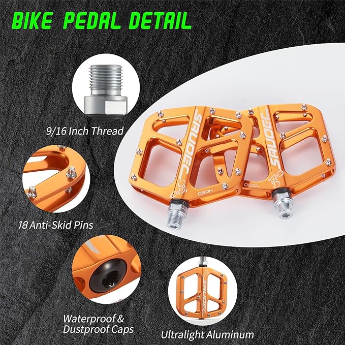Lightweight Bike Pedals - Non-Slip Mountain and Road Bicycle Pedals for BMX