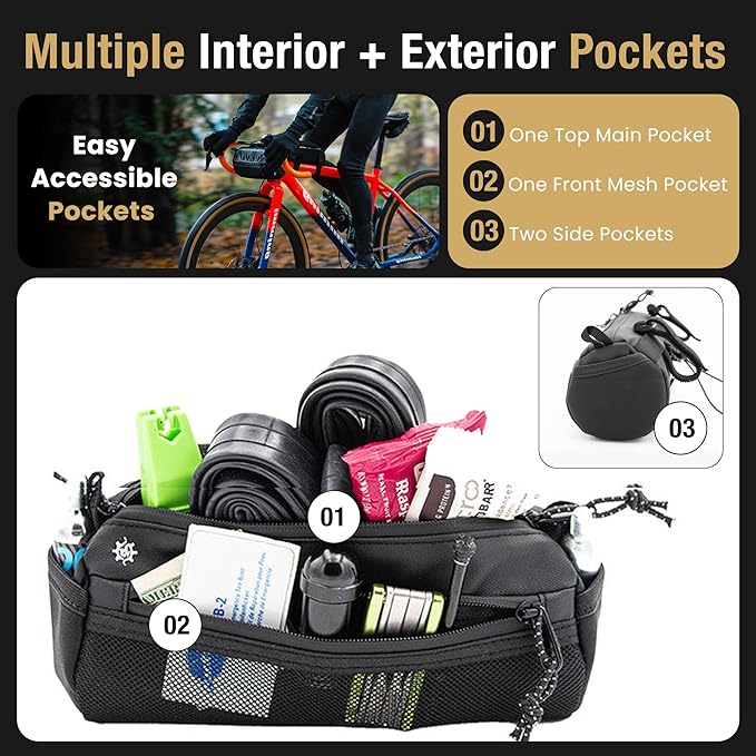 Lumiere & Co. Bike Handlebar Bag – Minimalist Design – 3 Size options, Multiple Colors – Clip Straps, Hook & Loop, Shoulder Strap