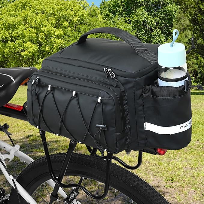 MOSISO Bike Rack Bag,10L Bike Trunk Handbag Waterproof Bicycle Rear Seat Saddle Pouch with 2 Side Pockets, Cycling Storage Luggage Pouch with Rain Cover&Shoulder Strap for MTB Bicycle E-Bike, Black