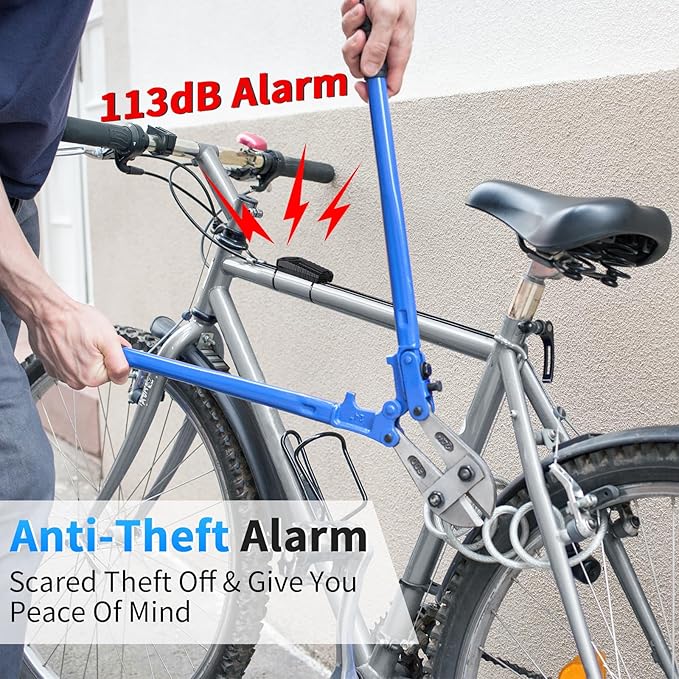 WSDCAM 113dB Loud Anti Theft Vibration Sensor Alarm Systems for Electric Bike Motorcycle Golf Car Trailer Mailbox Garage Door Waterproof Home Security Bike Accessories Bike Alarm with Remote