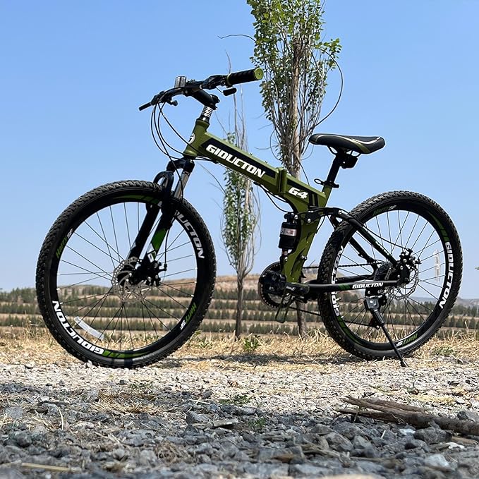 26 Inch Folding Bike, 21 Speed Full Suspension Mountain Bike for Adults/Men/Women Bicycle