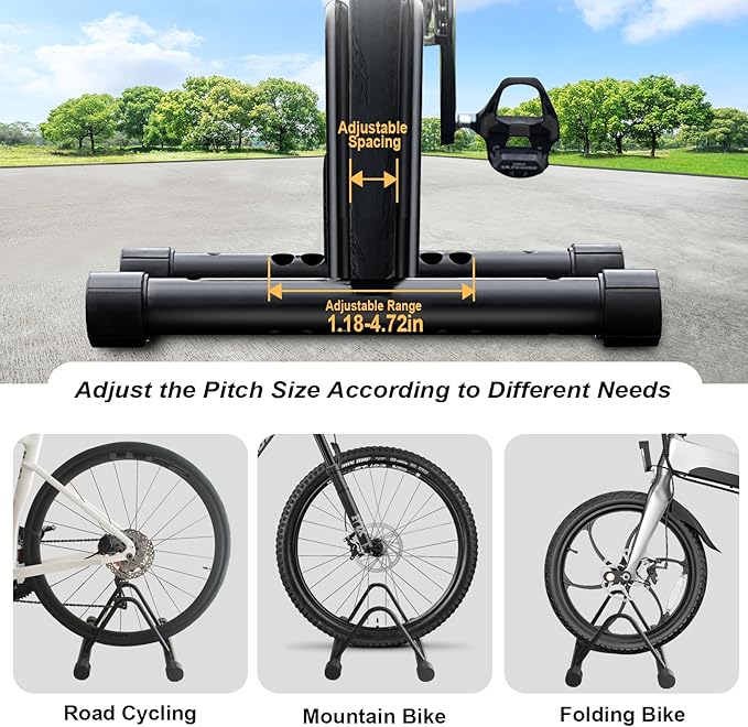 Bicycle Parking Rack, Adjustable Bike Stand, Bike Floor Stand, Wall-mounted Bike Rack, Suitable for All Bikes, Mountain Bicycles, Road Bicycles, Black