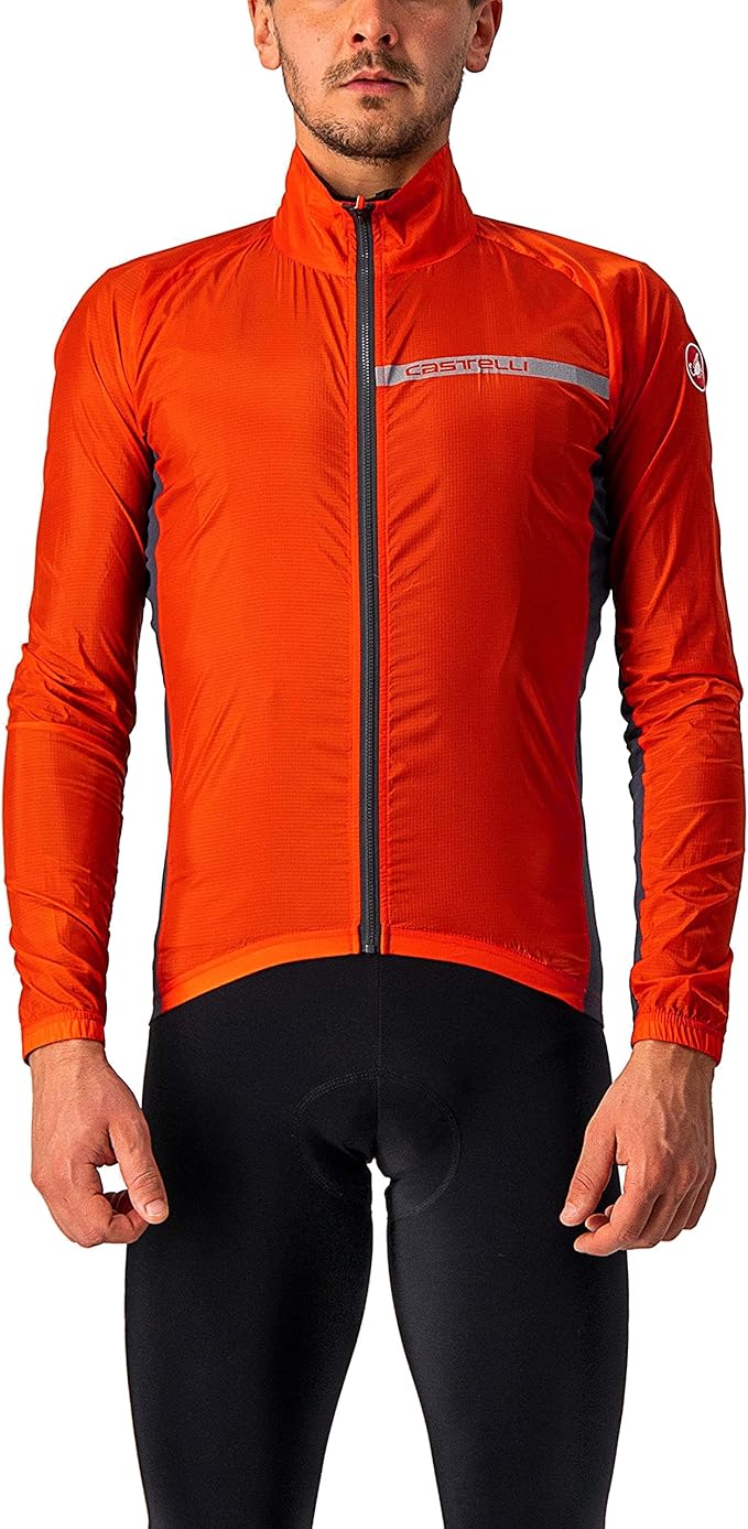 CASTELLI Men's Squadra Stretch Jacket, Windproof Zip Up Shell for Road Cycling