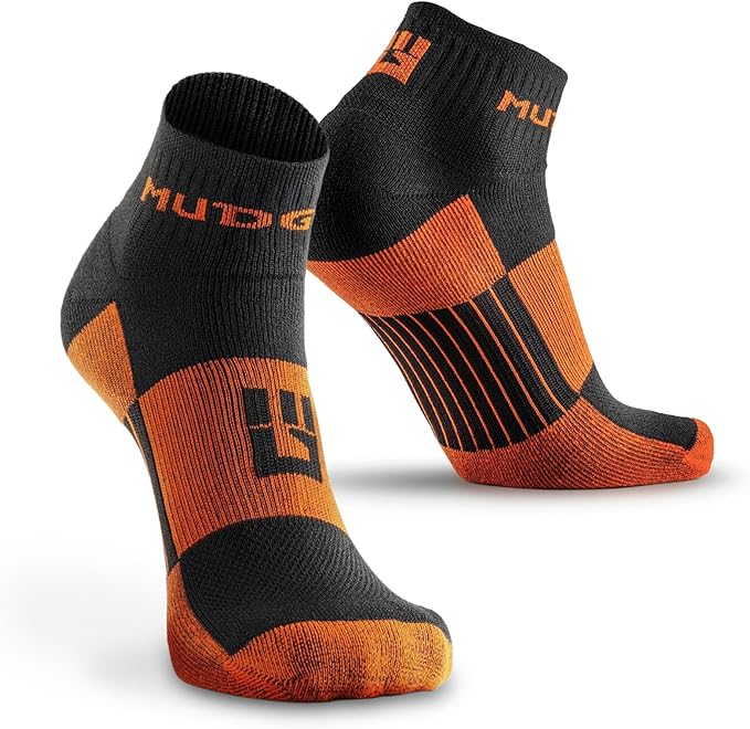 MudGear Quarter Crew Trail Socks, Blister-Resistant, Sweat-Resistant & Quick-Drying, Cushioned Footbed, Made in USA, 2-Pack