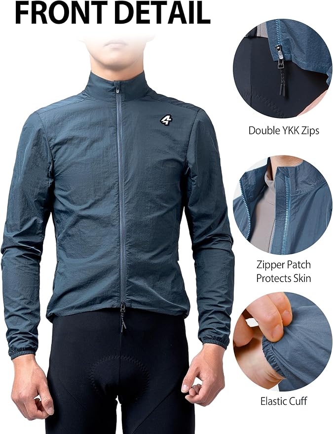 LAMEDA Cycling Jacket for Men Women Windbreaker Lightweight Packable Breathable Cycling Bike Jacket with Reflective Strips