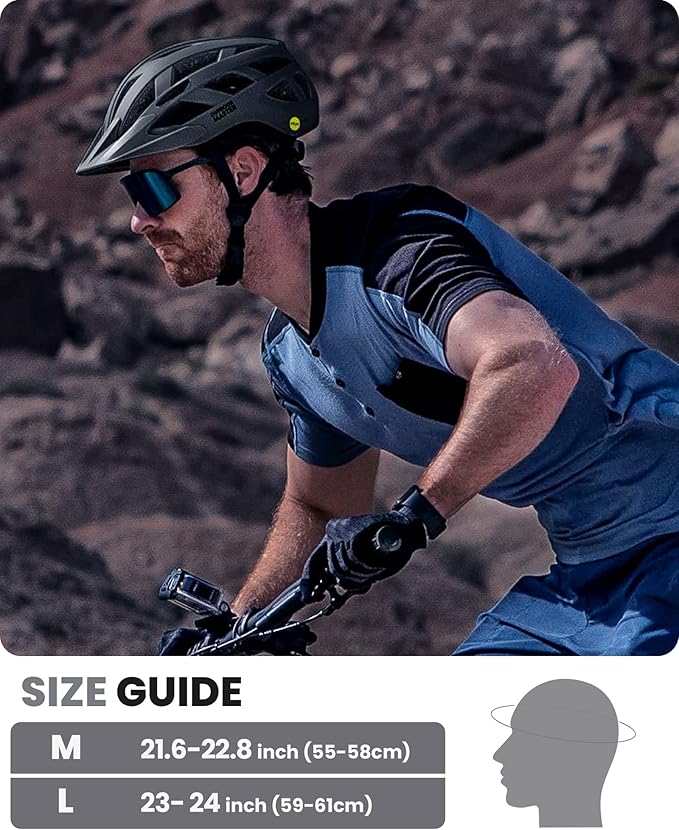 OutdoorMaster Gem Recreational MIPS Cycling Helmet - Two Removable Liners & Ventilation in Multi-Environment - Bike Helmet in Mountain, Motorway for Youth & Adult